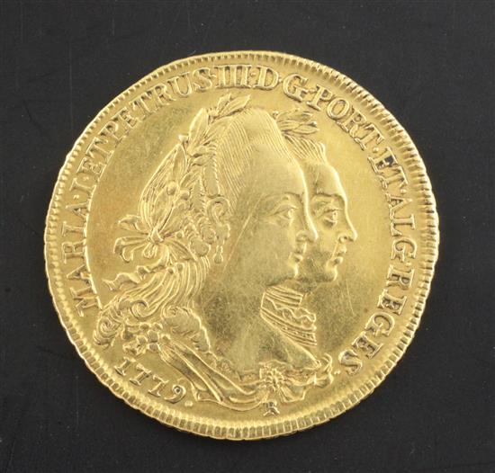 Brazil - a 1779 Maria and Pedro III 6400 Reis gold coin VF